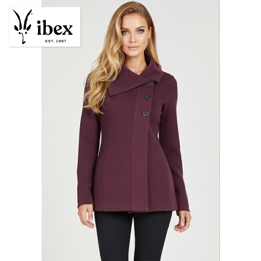 Ibex Pez Coatigan Merino Wool Reese Cardigan Button Up Sweater Jacket M Cabernet
